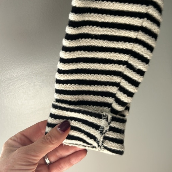 Loft textured stripe sweater . Side buttons . Mock neck . Black and white XS - Picture 3 of 5